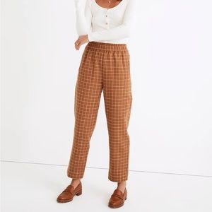 Size L, Orangish Brown/White Check Madewell Straight Leg Pants